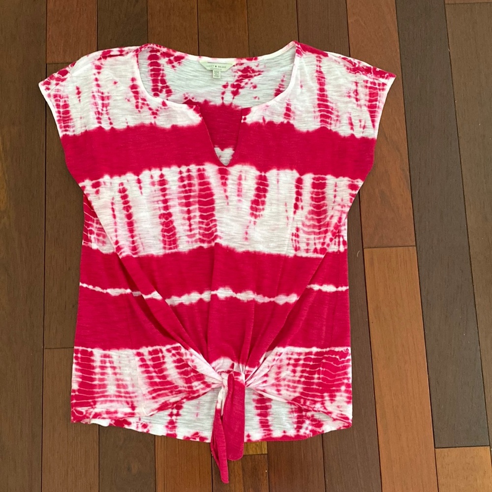 Lucky Brand pink and white tie dye tee with rye bottom. Perfect like new! Size M